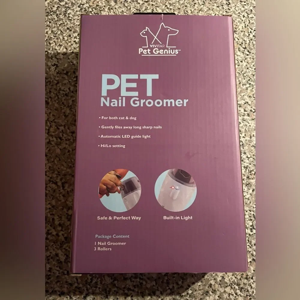 🆕 Vivitar Pet Genius Pet Nail Groomer & 3 replacement rollers w/ built in light